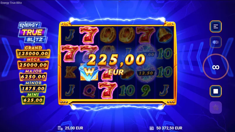 Energy True Blitz - 収集されたCashシンボルでの勝利